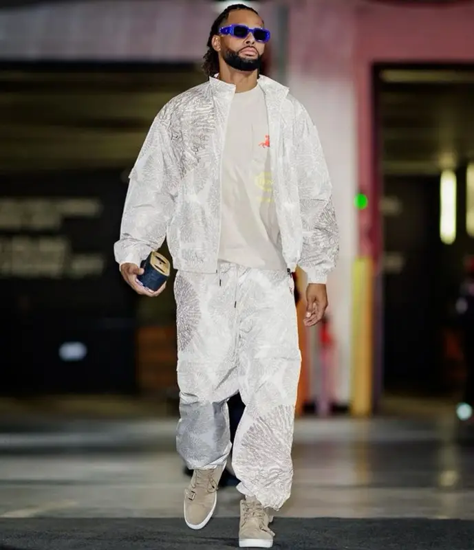Patty Mills outfit in Honor The Gift, Daily Paper, and Prada, 2023