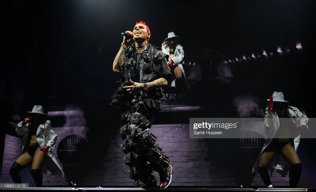 Chris Brown outfit in Marc Jacques Burton, Overwatch 2, and Nike, 2023