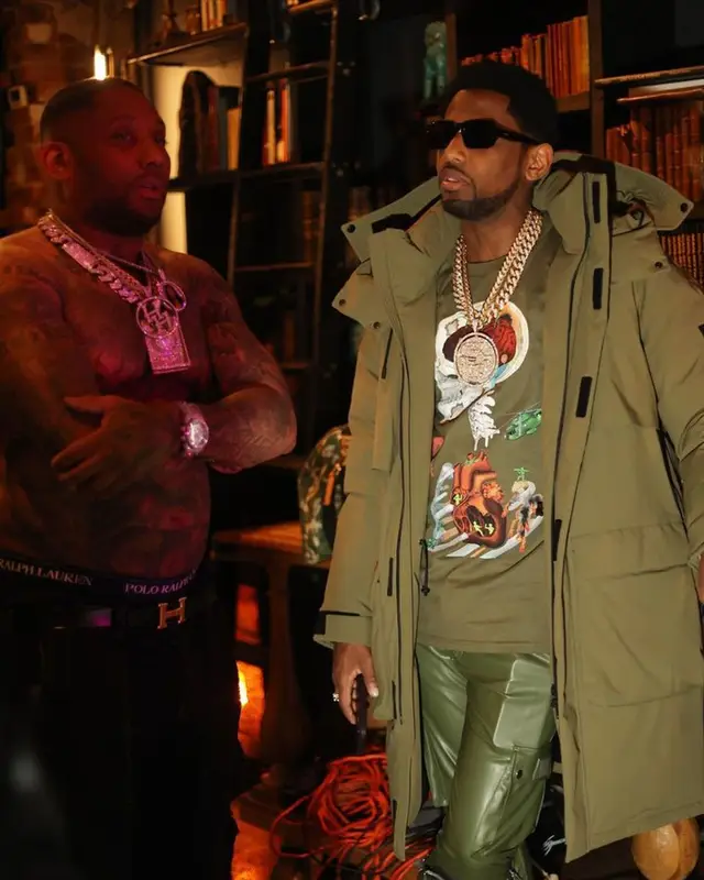 Fabolous outfit in Nike, Louis Vuitton, and Takashi Murakami, 2023