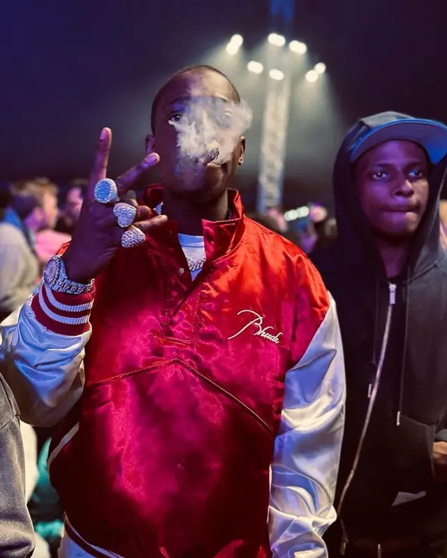 Bobby Shmurda outfit in Rhude and Jordan, 2023