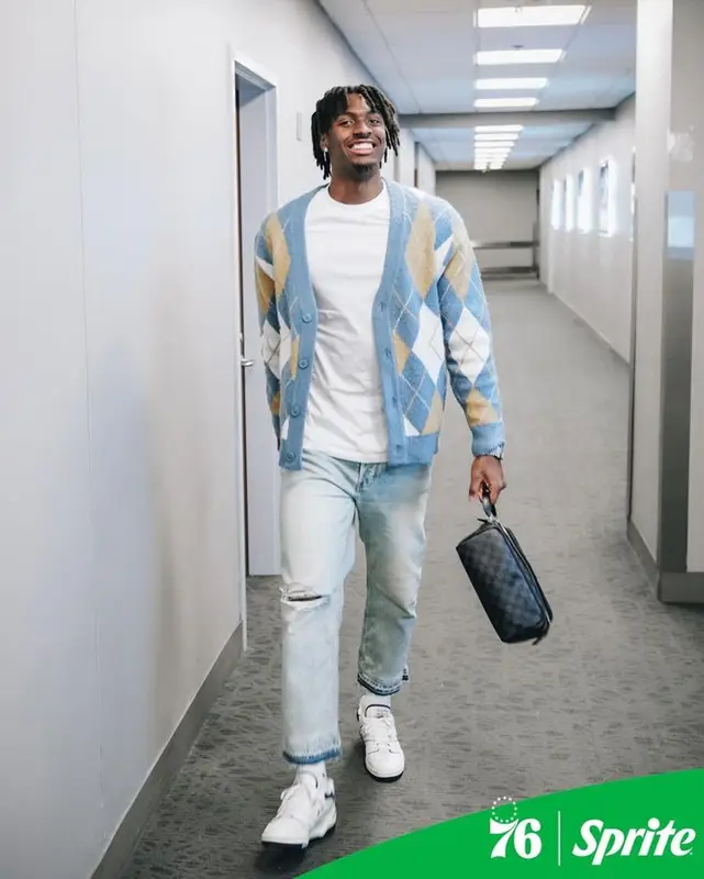 Tyrese Maxey outfit in Gallery Dept., New Balance, and Louis Vuitton, 2023