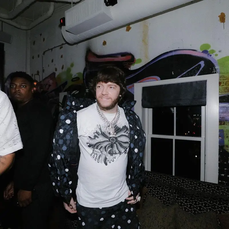 Murda Beatz outfit in Louis Vuitton and Yayoi Kusama, 2023