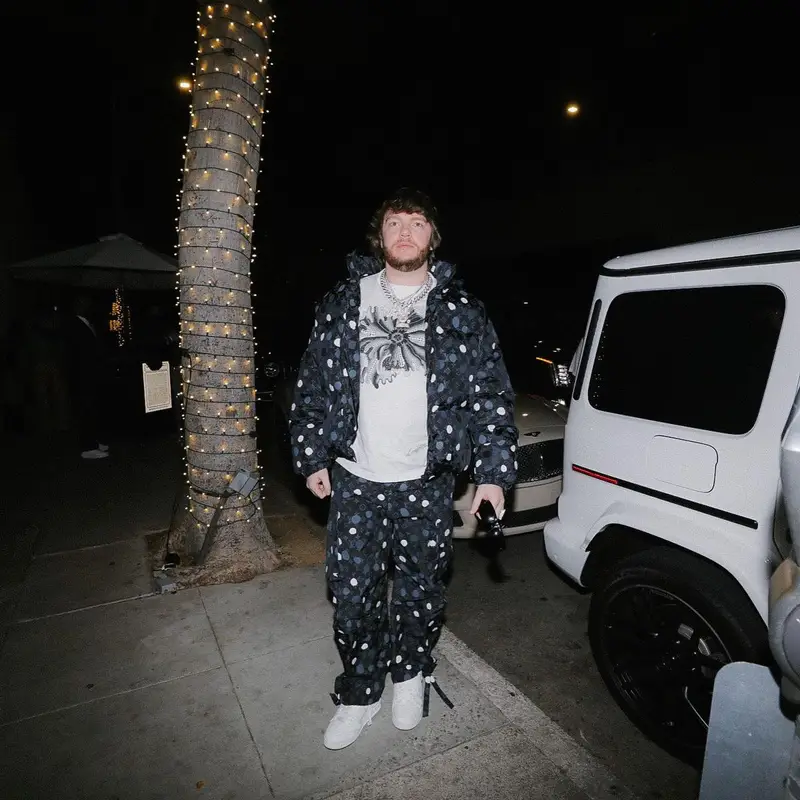 Murda Beatz outfit in Louis Vuitton and Yayoi Kusama, 2023