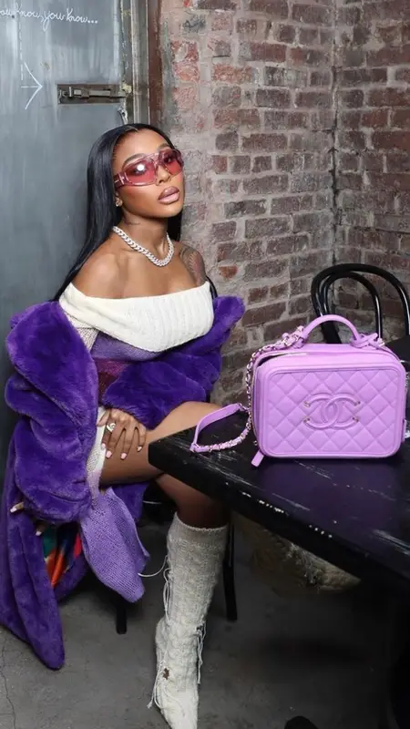 Jayda Wayda outfit in Acne Studios, Burberry, and Pretty Little Thing, 2023
