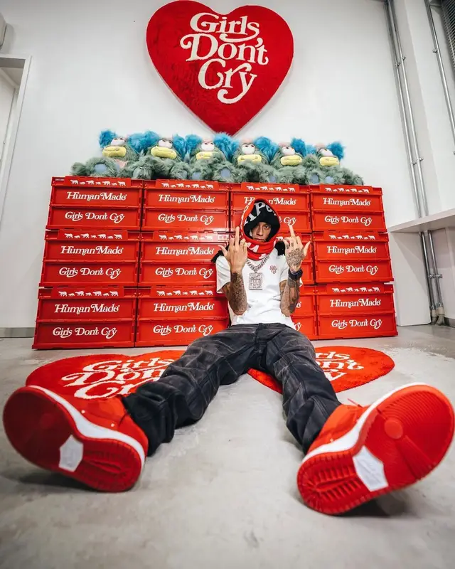 Central Cee outfit in Girls Don't Cry, Nike, and Wasted Youth, 2023