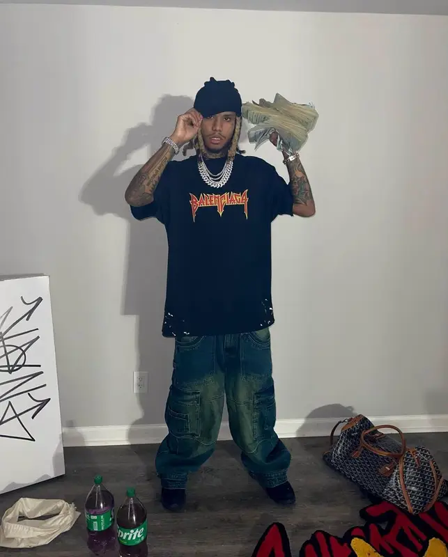 Lil Gnar outfit in Balenciaga, Jaded London, and Timberland, 2023