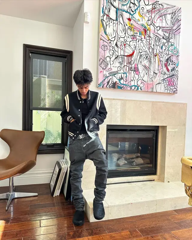 Yung Fazo outfit in Saint Laurent, Louis Vuitton, and Marni, 2023