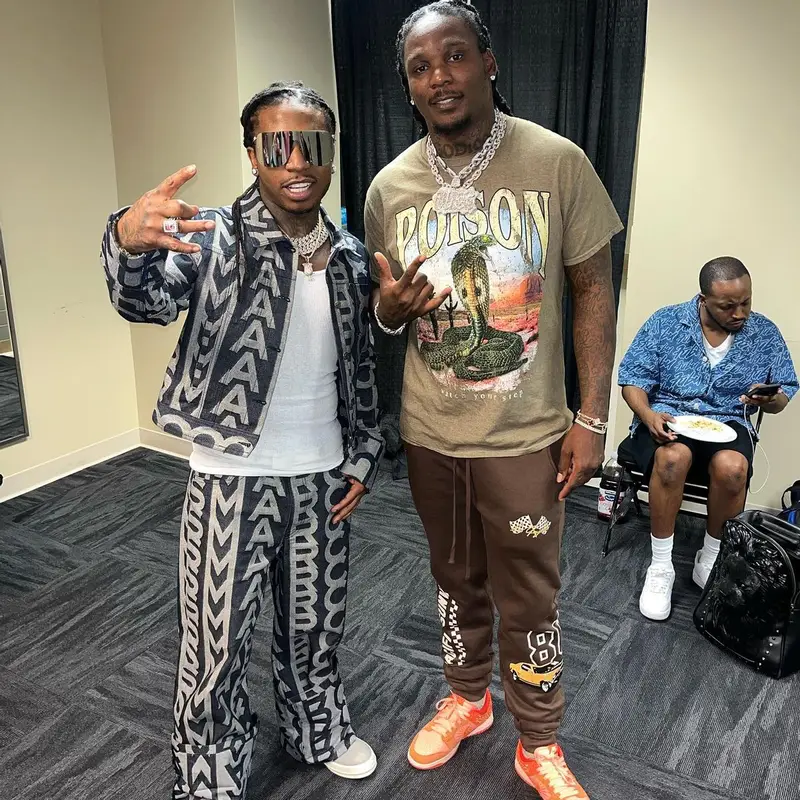 Jacquees outfit in Marc Jacobs and Rick Owens, 2023