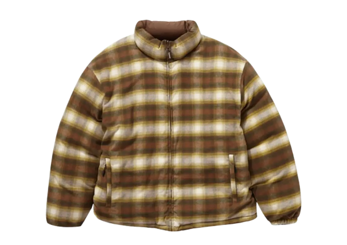 supreme Flannel Reversible Puffer Jacket ダウンジャケット ジャケット/アウター メンズ ネット公式店