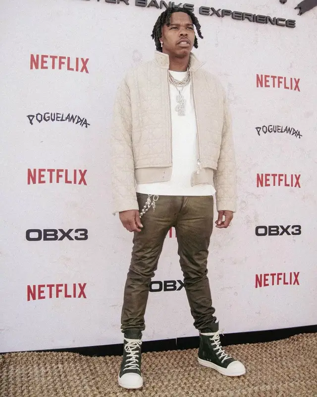 Lil Baby outfit in Dior and Rick Owens, 2023