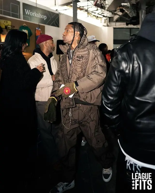 Travis Scott outfit in Formy Studio, Number (N)ine, and Nike, 2023
