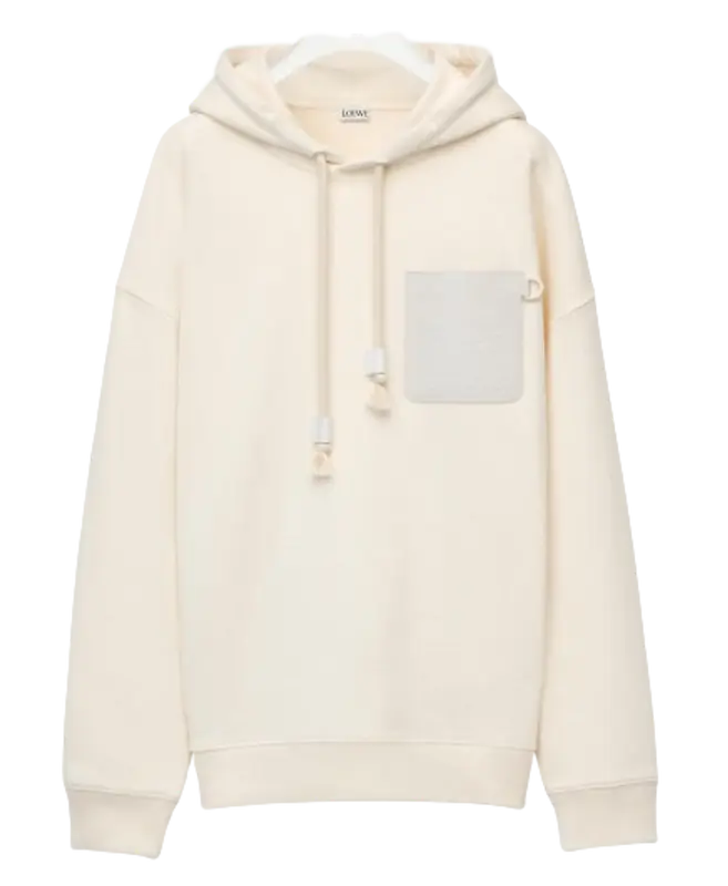 Loewe White Ash Anagram Patch Pocket Hoodie $990