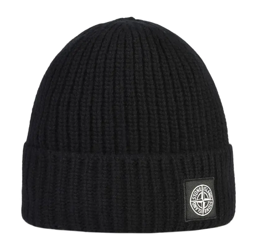 Stone Island Black N10b5 Beanie Hat $175