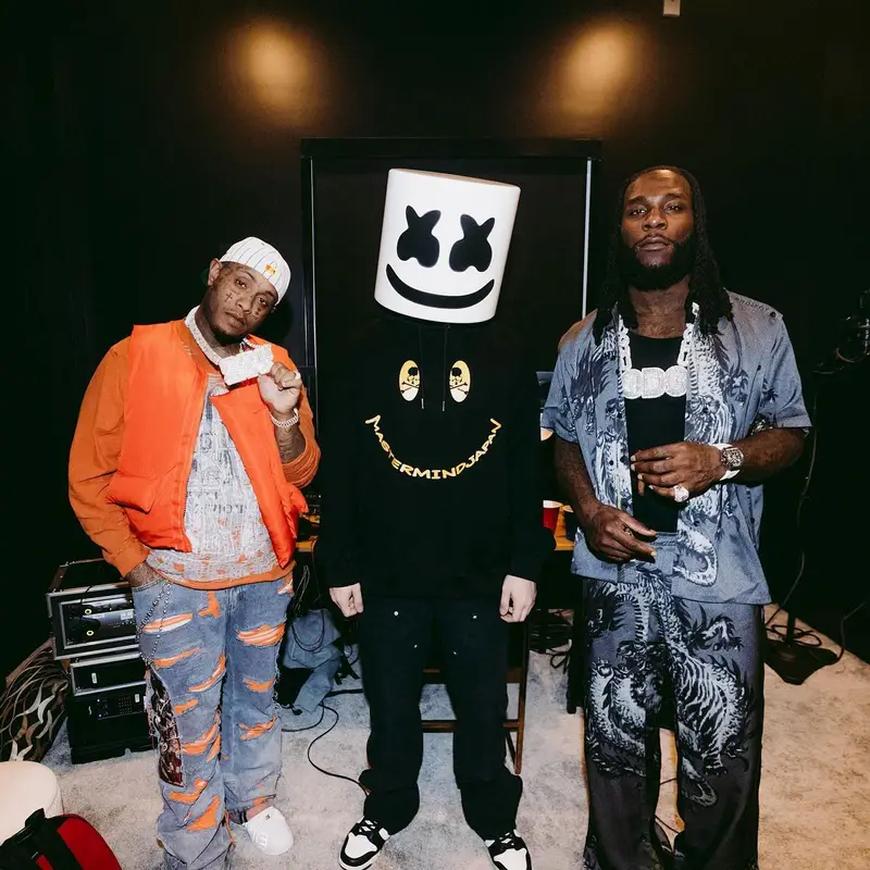 Marshmello outfit in Mastermind, Amiri, and Marshmello Merch, 2023