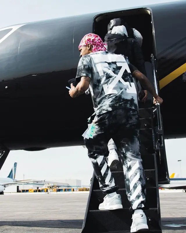 Ja Morant outfit in Off-White and Bape, 2023