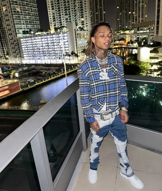 Swae Lee outfit in R13, Alexander McQueen, and B.B. Simon, 2023