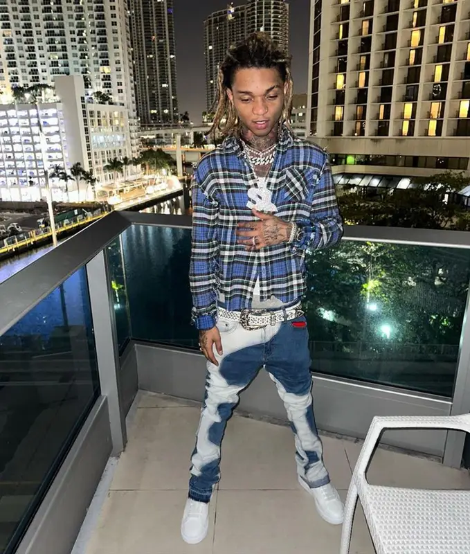 Swae Lee outfit in R13, Alexander McQueen, and B.B. Simon, 2023