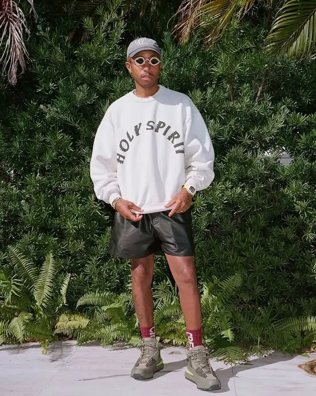Pharrell Williams outfit in Tiffany&Co, Human Made, and Girls Don't Cry, 2023