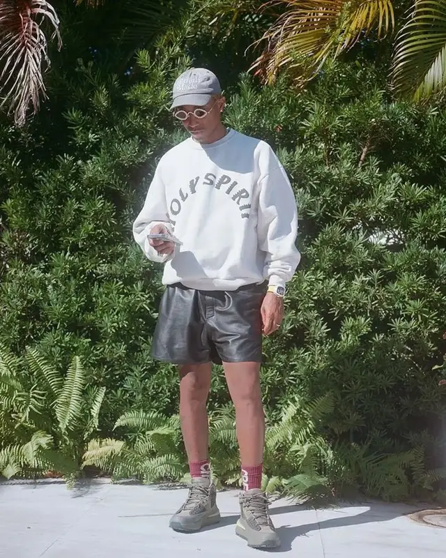Pharrell Williams outfit in Tiffany&Co, Human Made, and Girls Don't Cry, 2023