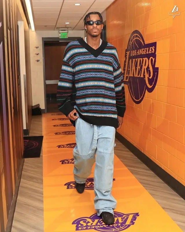 Jarred Vanderbilt outfit in Off-White, Lanvin, and Balenciaga, 2023