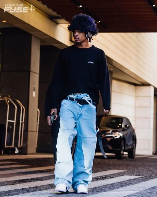 Joshua Christopher outfit in Vetements, Off-White, and Apple, 2023