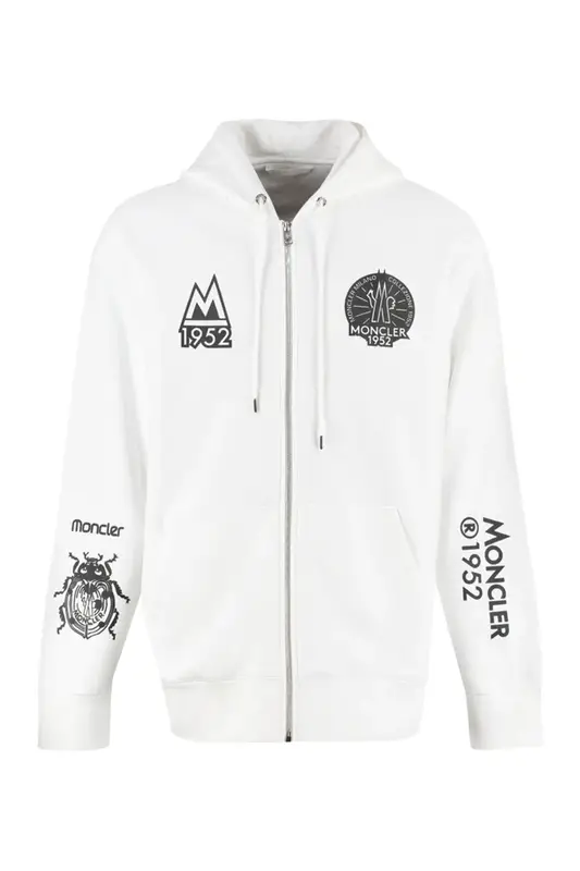 Moncler White Cotton Full Zip Hoodie $1090