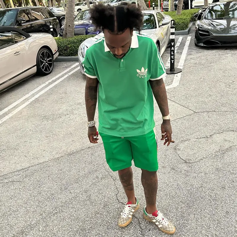 Sauce Walka outfit in Gucci and Adidas, 2023