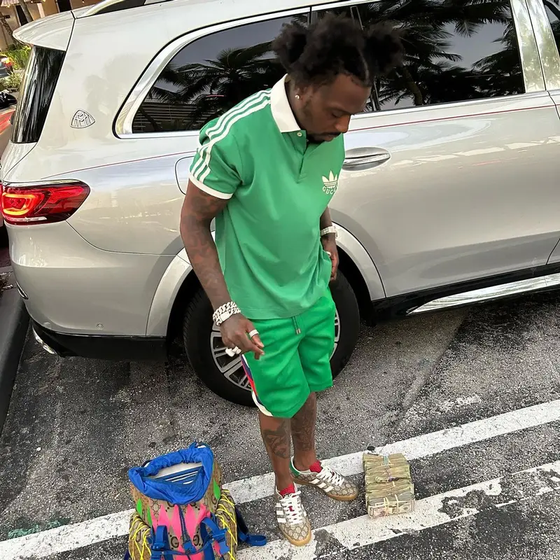 Sauce Walka outfit in Gucci and Adidas, 2023