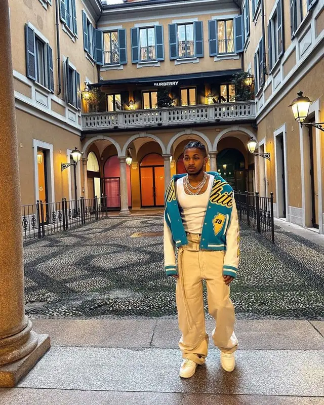 DDG outfit in Off-White, 2023