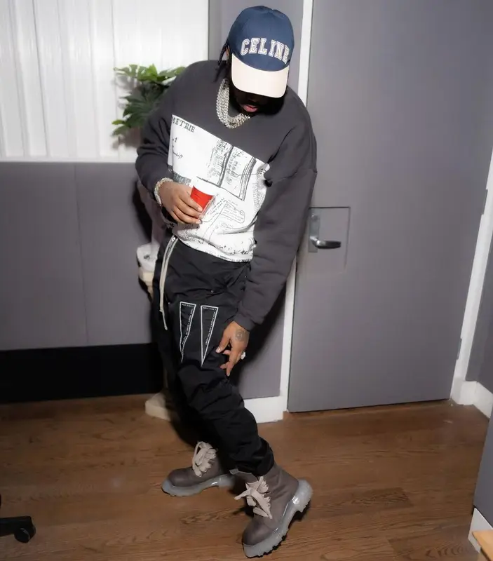 Fivio Foreign outfit in Enfants Riches Deprimes, Rick Owens, and Celine, 2023