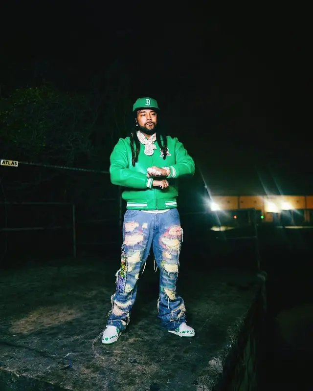 Icewear Vezzo outfit in Avirex, Who Decides War, and Louis Vuitton, 2023