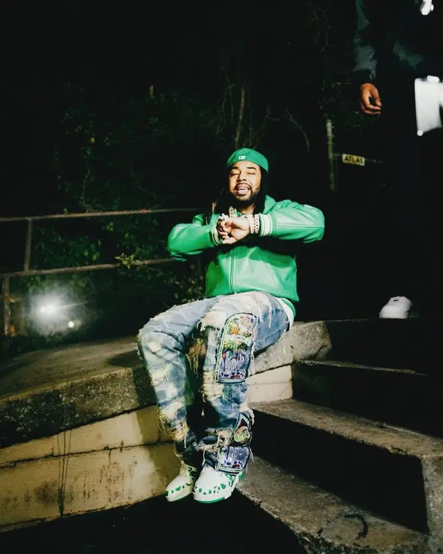 Icewear Vezzo outfit in Avirex, Who Decides War, and Louis Vuitton, 2023