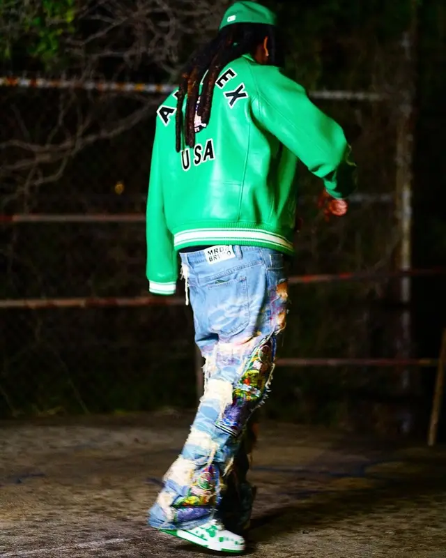 Icewear Vezzo outfit in Avirex, Who Decides War, and Louis Vuitton, 2023