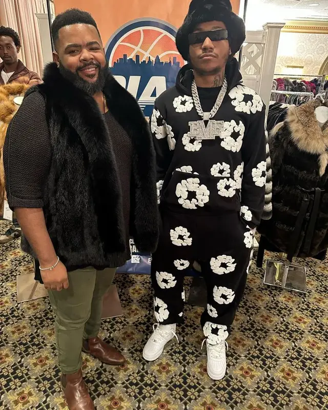 Lil Meech outfit in Denim Tears, Nike, and Rick Owens, 2023