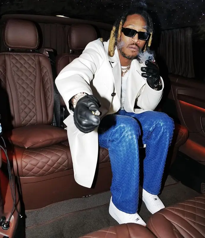 Future outfit in Bottega Veneta, Nike, and Prada, 2023