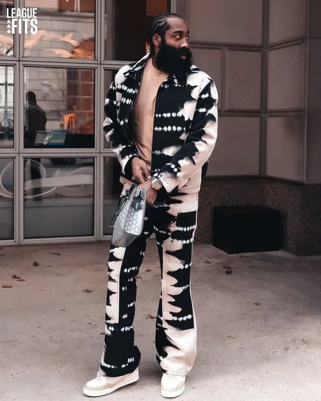 James Harden outfit in Louis Vuitton and Goyard, 2023