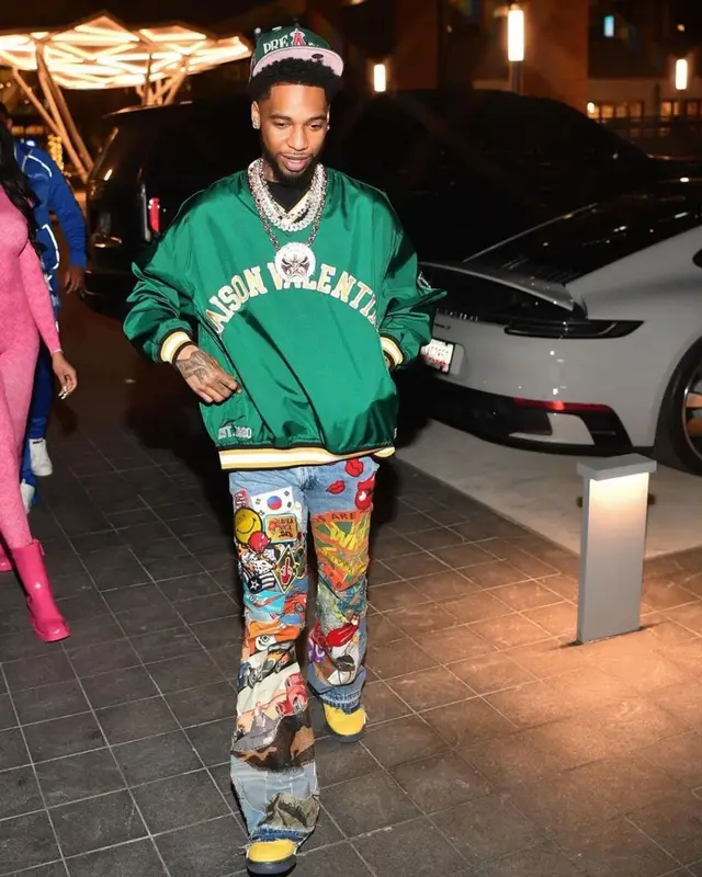 Key Glock outfit in Valentino, Green Acre Exchange, and Jordan, 2023