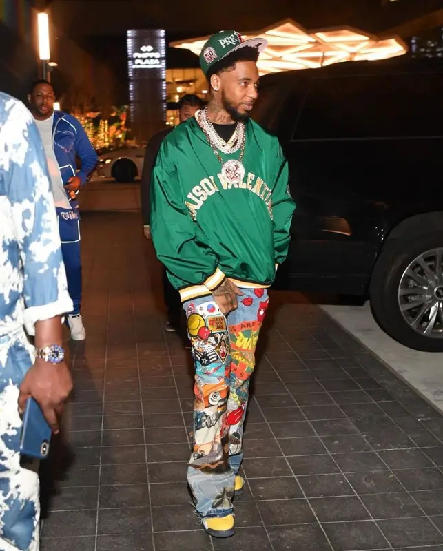 Key Glock outfit in Valentino, Green Acre Exchange, and Jordan, 2023