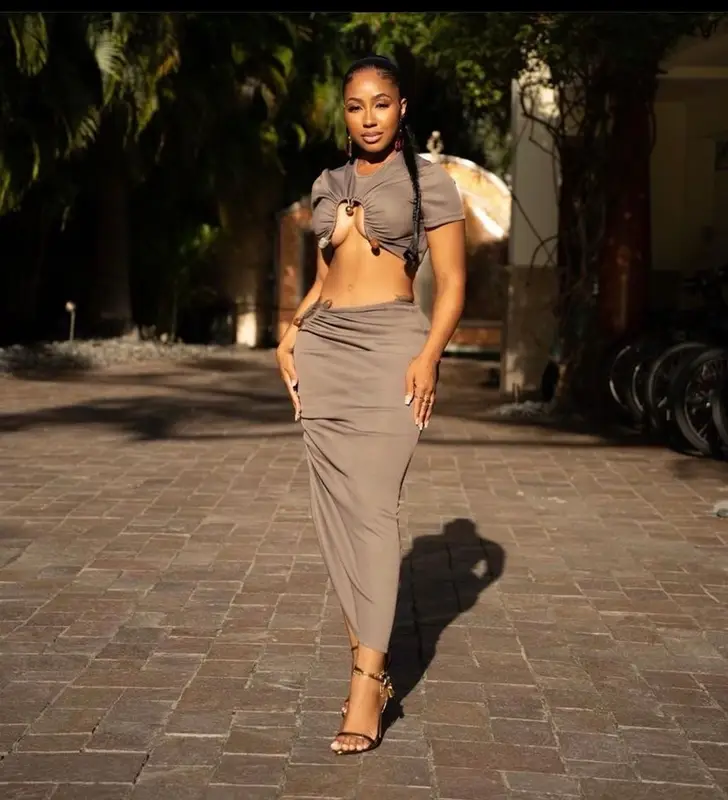 Yung Miami outfit in Christopher Esber and Tom Ford, 2023