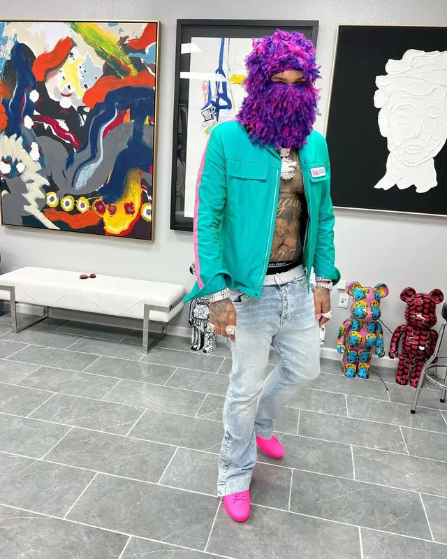 Money Man outfit in Palm Angels, Louis Vuitton, and Calvin Klein, 2023