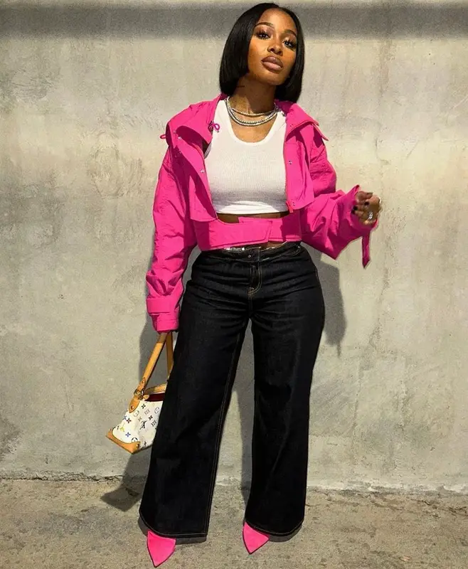 Jayda Wayda outfit in Jacquemus, Evisu, and Louis Vuitton, 2023