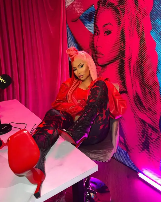 Nicki Minaj outfit in Dries Van Noten, Chanel, and Balenciaga, 2023