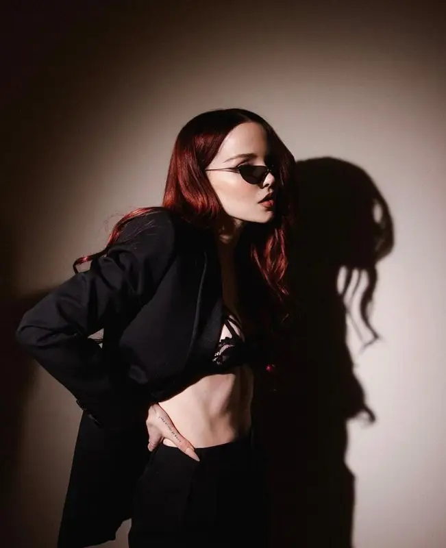 Dove Cameron outfit in Saint Laurent and Bluebella Lingerie, 2023