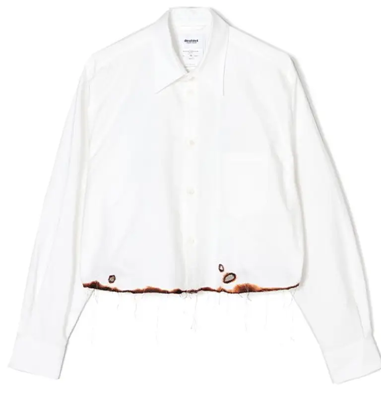 Doublet White Burning Embroidery Shirt | WHAT'S ON THE STAR?