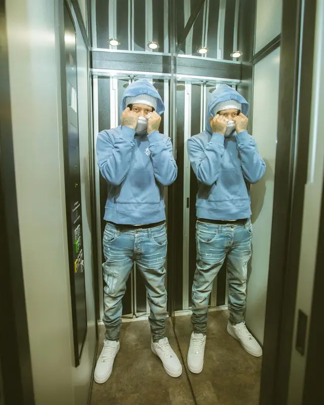 Digga D outfit in Amiri, Nike, and Raf Simons, 2023