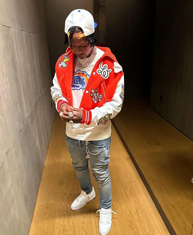 Moneybagg Yo outfit in Amiri and Louis Vuitton, 2023