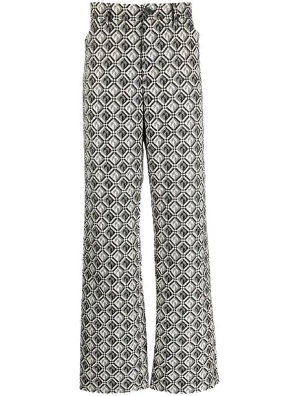 Marine Serre Moon Straight-leg Printed Recycled-moire Track Black Pants $930