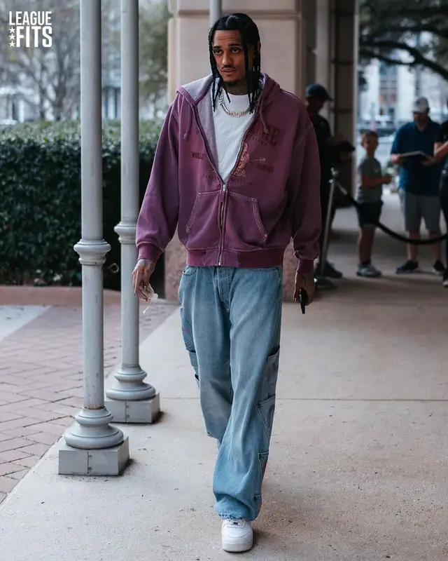 Jordan Clarkson outfit in Supreme, Evisu, and True Religion, 2023