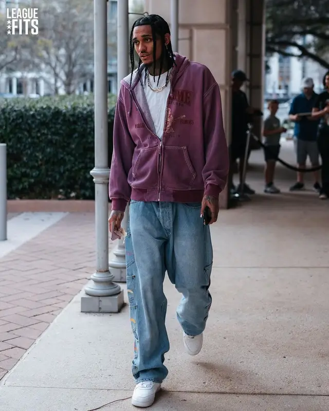 Jordan Clarkson outfit in Supreme, Evisu, and True Religion, 2023