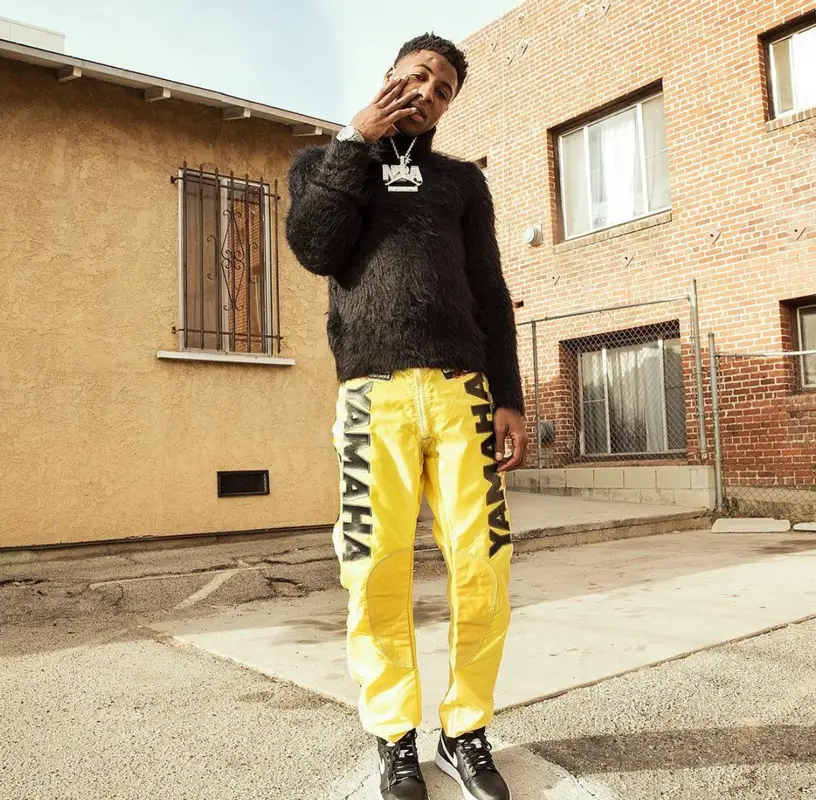 NBA YoungBoy outfit in Saint Laurent, Yamaha, and Nike, 2021